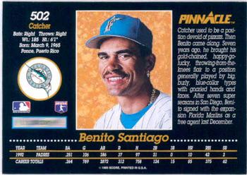 1993 Pinnacle #502 Benito Santiago Back