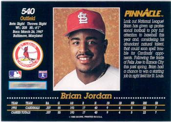 1993 Pinnacle #540 Brian Jordan Back