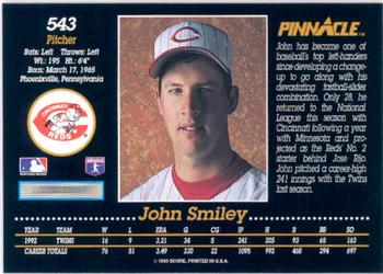 1993 Pinnacle #543 John Smiley Back