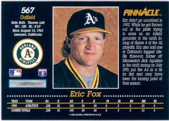 1993 Pinnacle #567 Eric Fox Back