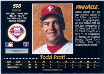 1993 Pinnacle #598 Todd Pratt Back