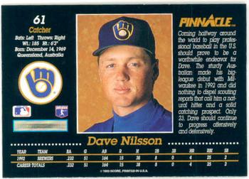 1993 Pinnacle #61 Dave Nilsson Back
