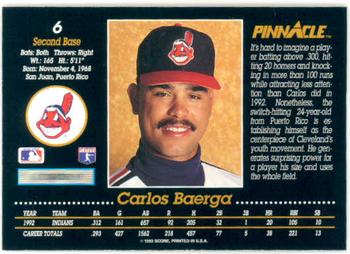 1993 Pinnacle #6 Carlos Baerga Back