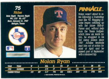 1993 Pinnacle #75 Nolan Ryan Back