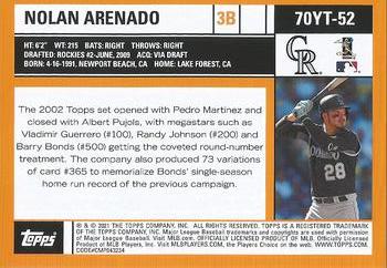 2021 Topps - 70 Years of Topps Baseball (Series 1) #70YT-52 Nolan Arenado Back