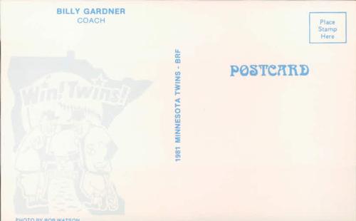 1981 Minnesota Twins Postcards - Facsimile Signatures #NNO Billy Gardner Back