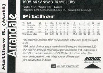 1995 Multi-Ad Arkansas Travelers #NNO Matt Arrandale Back
