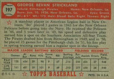 1952 Topps #197 George Strickland Back