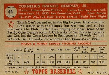 1952 Topps #44 Con Dempsey Back