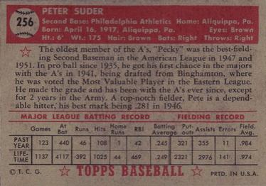 1952 Topps #256 Pete Suder Back