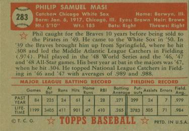 1952 Topps #283 Phil Masi Back