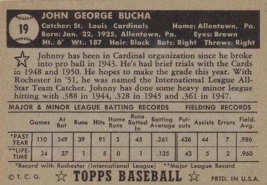 1952 Topps #19 Johnny Bucha Back