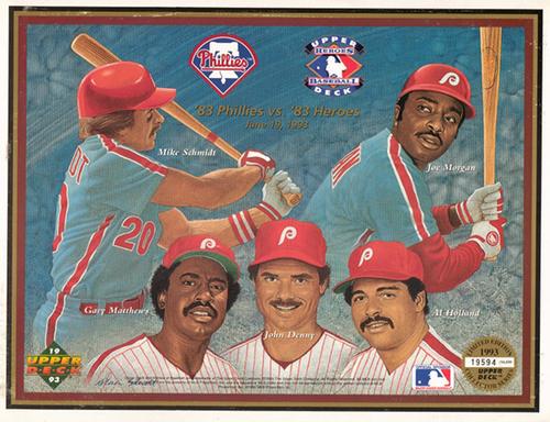 1993 Upper Deck Heroes of Baseball Sheets #NNO Mike Schmidt / Gary Matthews / John Denny / Al Holland / Joe Morgan Front