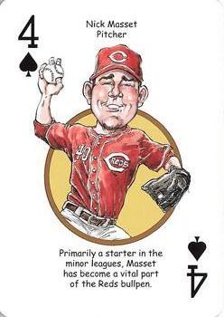 2011 Walgreens Cincinnati Reds Playing Cards SGA #4♠ Nick Masset Front