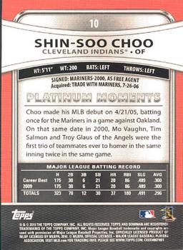 2010 Bowman Platinum #10 Shin-Soo Choo  Back