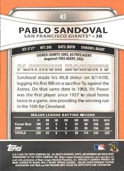 2010 Bowman Platinum #45 Pablo Sandoval  Back