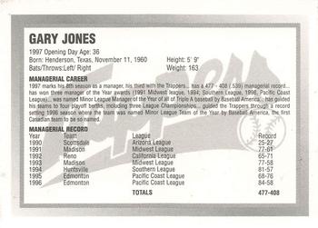 1997 Edmonton Trappers #NNO Gary Jones Back