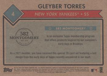 2020-21 Topps 582 Montgomery Club Set 1 #4 Gleyber Torres Back
