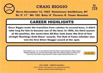 2021 Donruss - Holo Orange #229 Craig Biggio Back