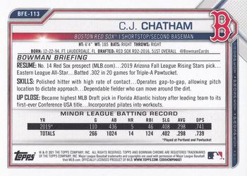 2021 Bowman 1st Edition #BFE-113 C.J. Chatham Back
