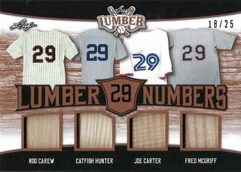 2021 Leaf Lumber - Lumber Numbers Relics Bronze #LN-20 Rod Carew / Catfish Hunter / Joe Carter / Fred McGriff Front