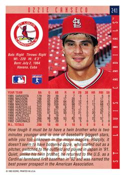 1993 Score #241 Ozzie Canseco Back