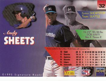 1996 Signature Rookies Preview #32 Andy Sheets Back
