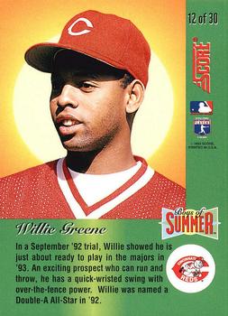 1993 Score - Boys of Summer #12 Willie Greene Back