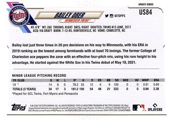 2021 Topps Update #US84 Bailey Ober Back