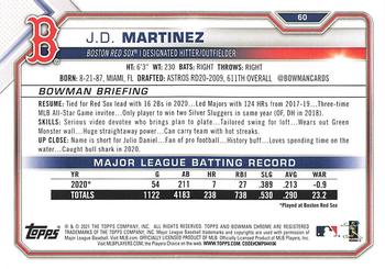 2021 Bowman - Blue #60 J.D. Martinez Back