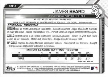 2021 Bowman - Chrome Prospects #BCP-6 James Beard Back
