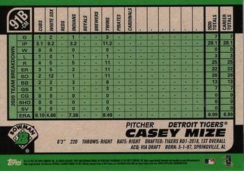 2021 Bowman - 1991 Bowman Baseball Aqua Refractor #91B-CM Casey Mize Back