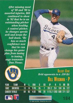 1993 Select #184 Bill Wegman Back