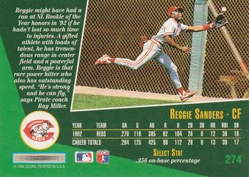 1993 Select #274 Reggie Sanders Back