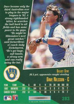 1993 Select #283 Dave Nilsson Back