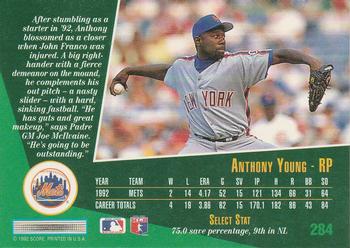 1993 Select #284 Anthony Young Back