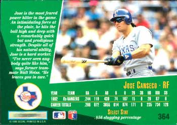 1993 Select #364 Jose Canseco Back