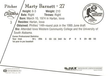 1995 Batavia Clippers #3 Marty Barnett Back