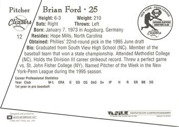 1995 Batavia Clippers #12 Brian Ford Back