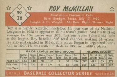 1953 Bowman Color #26 Roy McMillan Back