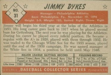1953 Bowman Color #31 Jimmie Dykes Back