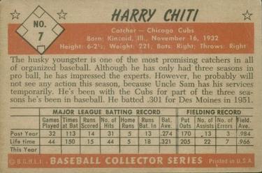 1953 Bowman Color #7 Harry Chiti Back