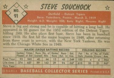1953 Bowman Color #91 Steve Souchock Back