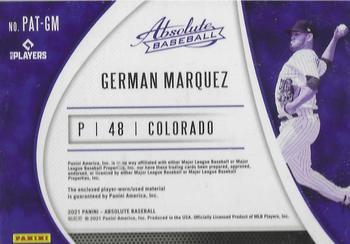 2021 Panini Absolute - Patches Holo Silver #PAT-GM German Marquez Back
