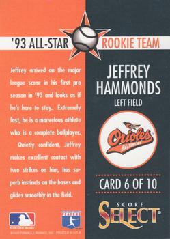 1993 Select Rookie & Traded - '93 All-Star Rookie Team #6 Jeffrey Hammonds Back