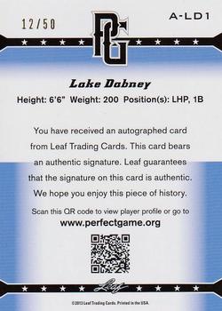 2013 Leaf Perfect Game - Autographs Gold #A-LD1 Lake Dabney Back
