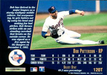 1993 Select Rookie & Traded #120T Bob Patterson Back