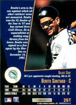 1993 Select Rookie & Traded #26T Benito Santiago Back