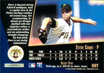 1993 Select Rookie & Traded #69T Steve Cooke Back