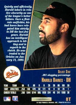 1993 Select Rookie & Traded #8T Harold Baines Back